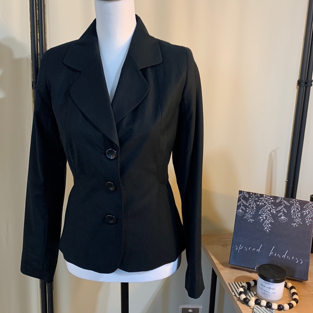 NWT Merona Black Single Breasted Three Button Blazer Size 4